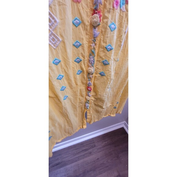 JOHNNY WAS 3x YELLOW FLORAL Arges Tunic - Embroidered - long sleeve Shirt Blouse - Picture 10 of 13
